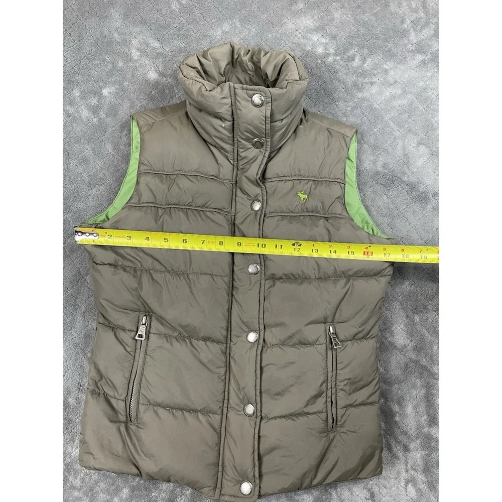 Vintage Abercrombie &‎ Fitch Down Puffer Vest Small Green Brown AS IS Zipper